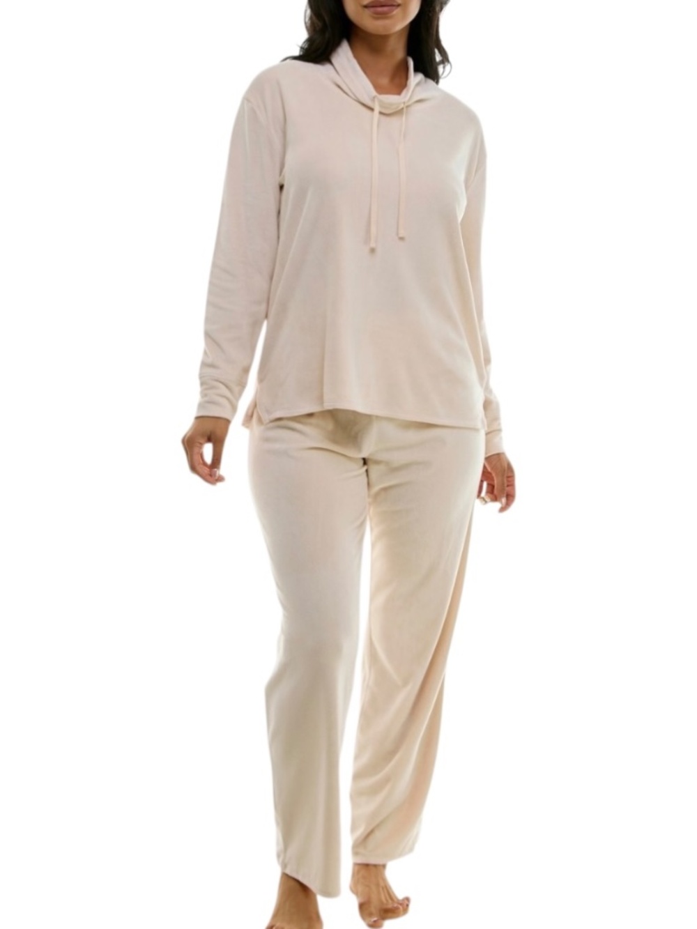 Roudelain Women's Long-Sleeve Hooded Velour Pajama Set Crystal Gray - NWT